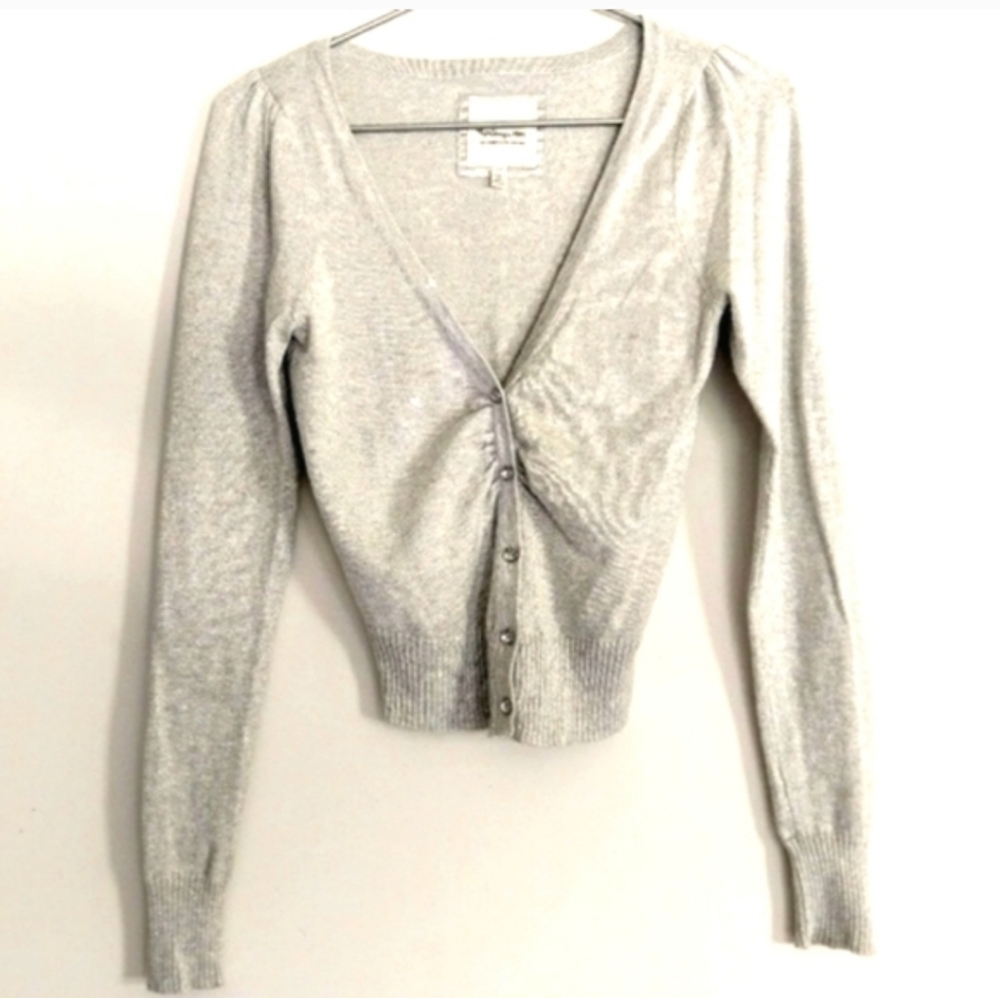 F21 Heritage collection cubic zirconia diamond glitter button v neck cardigan xs